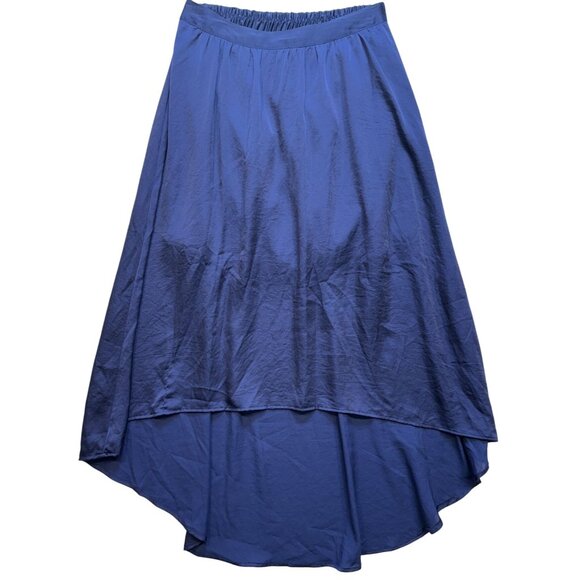 LC Lauren Conrad Women's High Low Silky Pull On Skirt Elastic Waist Size S Blue - Picture 1 of 9